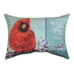 Floral Design Pillow – 18x13 Inch When a Cardinal Appears by Manual Woodworkers