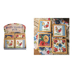 Rooster Bouquet Ceramic/Wood Trivet – 7.25 inch, Set of 16 by Manual Woodworkers