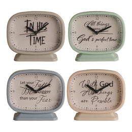 Decorative Metal Tabletop Clock with Positive Messages