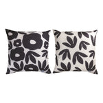 18 Inch Square Pillow with Black Floral Design – Climaweave Fabric by Manual Woodworkers