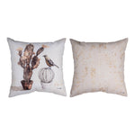 Garden Decor Accent Pillow SUCCULENTS AND BIRD – 18 Inch CLIMAWEAVE by Manual Woodworkers