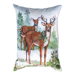 Seasonal Accent Pillow – Two Deer 18x13 Inch Climaweave by Manual Woodworkers