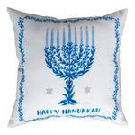 Happy Hanukkah 18 Inch Floral Design Climaweave Pillow by Manual Woodworkers