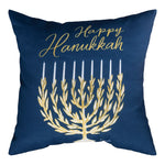 Navy Hanukkah Celebration 18 Inch Climaweave Pillow by Manual Woodworkers