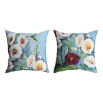 Botanical 18" Pillow – Hollyhocks and Hummingbird Climaweave Fabric by Manual Woodworkers