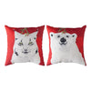Throw Pillow – Festive White Christmas Animals – 18"x18" Climaweave Pillow
