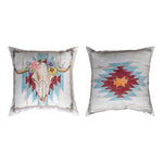 Rosewood Ranch 18" Climaweave Throw Pillow – Cow Skull Design by Manual Woodworkers