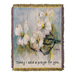 Dogwood With Verse Tapestry Throw 60" – Multicolor Cotton Blanket by Manual Woodworkers
