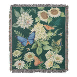 Flutter And Flowers Tapestry Throw 60" – Multicolor Cotton Blanket by Manual Woodworkers