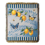 Lemon Blue Tapestry Throw 60" – Blue Yellow Green by Manual Woodworkers