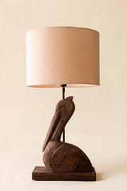 Hand-Carved Mango Wood Pelican Table Lamp With Fabric Shade 33