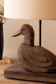 Hand-Carved Duck Table Lamp With Mango Wood Base 26