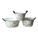 Enamel Pot Assortment – Set of 3 (White & Natural) 13" by Manual Woodworkers