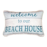 Welcome To Our Beach House Word Pillow -12.5"X8" Polyester Coastal Accent Sofa Bed Entryway Decor by Manual Woodworkers