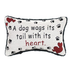 Manual Woodworkers and Weavers A Dog Wags Its Tail With Its Heart Throw Pillow, Pet-Inspired Decorative Cushion with Quote Design, 12.5" x 8"
