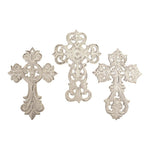 White Cross Wall Plaques 8.66" – Religious Decorative Set of 3 by Manual Woodworkers