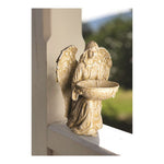 Resin Angel Garden Bird Feeder Statue - 11.5"H White Polyresin Outdoor Decor by Manual Woodworkers