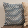 Modern Blue Throw Pillow with Scalloped Design