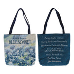 Reusable Bluebonnet Shopping Tote - 17" x 17" Floral Cotton Blend Eco Friendly Bag by Manual Woodworkers