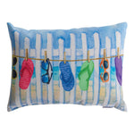 Colorful Coastal Patio Accent Pillow - 18x13" Climaweave Polyester Flip Flop Lumbar Decor by Manual Woodworkers