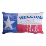Welcome Ya’ll Texas Climaweave Pillow Set of 2 - 17"x9" White Polyester Indoor Outdoor Accent by Manual Woodworkers