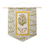 Block Print Pennant Wall Decor -21"W Polyester Hanging Accent for Artistic Home Decoration by Manual Woodworkers