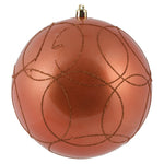 Vickerman N182671D 6" Coral Candy Ornament With Circle Glitter Pattern 3 Per Bag