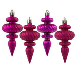 Vickerman N500070 4" Fuchsia 4-Finish Finial Ornament 8 Per Box