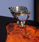Gimbaled Brass Compass on Tristand – Silver Finish – 8.5 Inch Nautical Display By Old Modern Handicrafts