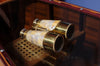 Brass Binocular – 2.25in Height – Mother of Pearl Overlay in Wooden Box