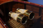 Vintage Brass Binocular – 2.25in Height – MOP Overlay with Gift Box