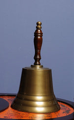 Hand Bell – Antique Brass with Wooden Handle – 11" Classic Ship Bell By Old Modern Handicrafts