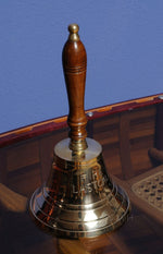 Fire Last Call Hand Bell – Solid Brass – 10.5" Wooden Handle Bell By Old Modern Handicrafts