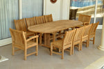 Anderson Teak Set-78 Sahara Dining Side Chair 11-Pieces Oval Dining Set