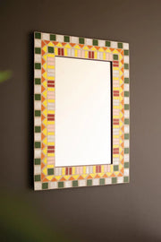 Rectangular Mosaic Tile Wall Mirror With Colorful Earthy Tones 27.5