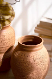 Textured Terracotta Crackle Vases With Rustic Finish 11