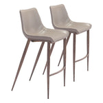 Zuo Modern Magnus Barstool 43.3" H Brown Faux Leather Walnut Legs Contemporary,Set of 2