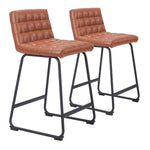 Zuo Modern – Pago Modern Counter Stools Set of 2, 35" Brown Faux Leather Seat with Durable Steel