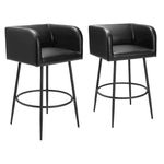 Zuo Modern – Horbat Set of 2 Barstools 38.6" H Black Faux Leather Seat with Steel Frame Modern Art Deco
