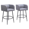 Zuo Modern 38.6" Horbat Barstool Gray – Set of 2, Polyester Fabric, Powder Coated Steel, Modern Design