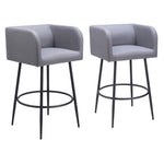 Zuo Modern 38.6" Horbat Barstool Gray – Set of 2, Polyester Fabric, Durable Steel, Contemporary