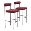 Zuo Modern Autumn Livorno Barstool 40.2"H Red & Bronze Shearling Fabric Steel Frame Contemporary Set of 2
