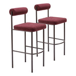 Zuo Modern Livorno Barstool 40.2"H, Red and Bronze Shearling Fabric Steel Contemporary,Set of 2