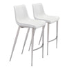 Zuo Modern Magnus Barstool 43.3" H White & Silver Faux Leather Brushed Steel