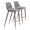 Zuo Modern Magnus Barstool 43.3" H Slate Gray & Walnut Faux Leather Modern Set of 2