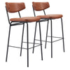 Vintage Brown Faux Leather Barstool Set of 2 40.2" H Steel Frame – Zuo Modern