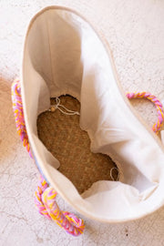 Hand-Painted Seagrass Tote With Bold Portrait Design 20