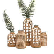 Assorted Size Lattice Vase Set of 5 With Textured Woven Design for Shelf Décor by [Brand Name]