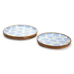 Lacquered Wood Round Trays – Set of 2 Hydrangea Designs – 2 Inch High by [Brand Name]