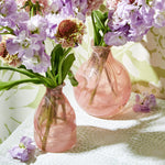 Pink Recycled Glass Flower Vase Set With 7.5 Inch Tall Bottle Shape by [Brand Name]